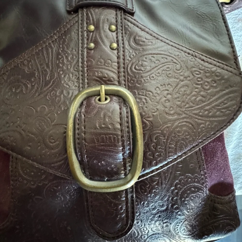 Nine West Embossed Dark Plum Crossbody Bag
